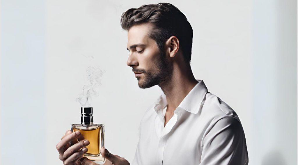 imagen de hombre oliendo fragancia