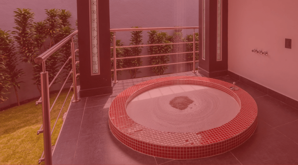 Foto de jacuzzi con burbujas para relajación profunda y beneficios como aliviar el estrés y revitalizar el cuerpo
